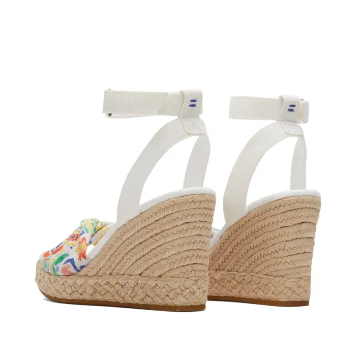 Toms Espadrilles Marisela Wedge Sandal White Jacquard Mediterranean Tiles 8211 Women