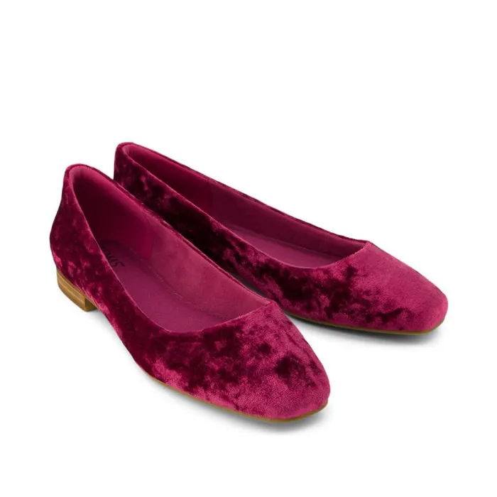 Toms Flats and Loafers Briella Flat Berry Burgundy Crushed Velvet 8211 Women