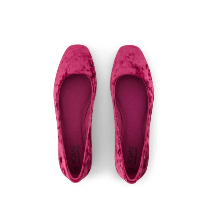 Toms Flats and Loafers Briella Flat Berry Burgundy Crushed Velvet 8211 Women
