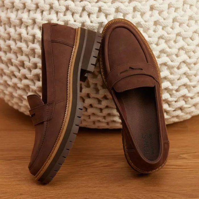 Toms Flats and Loafers Cara Loafer Dark Brown Leather 8211 Women
