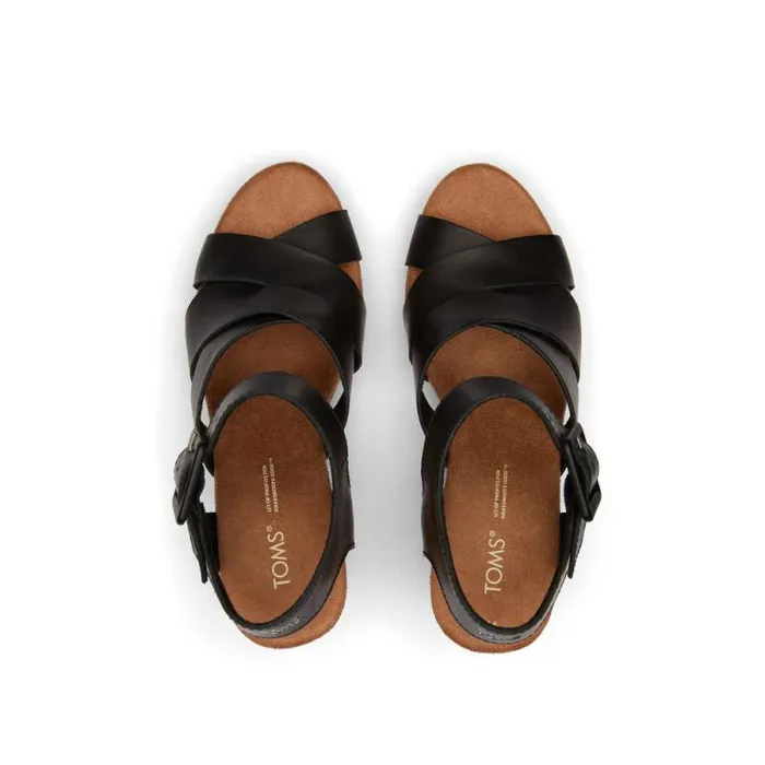 Toms Heels and Wedges Ava Sandal Black Black 8211 Women Toms Heels and Wedges Ava Sandal Black Black 8211 Women