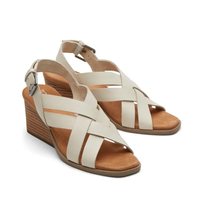 Toms Heels and Wedges Gracie Wedge Sandal Leather Fog 8211 Women