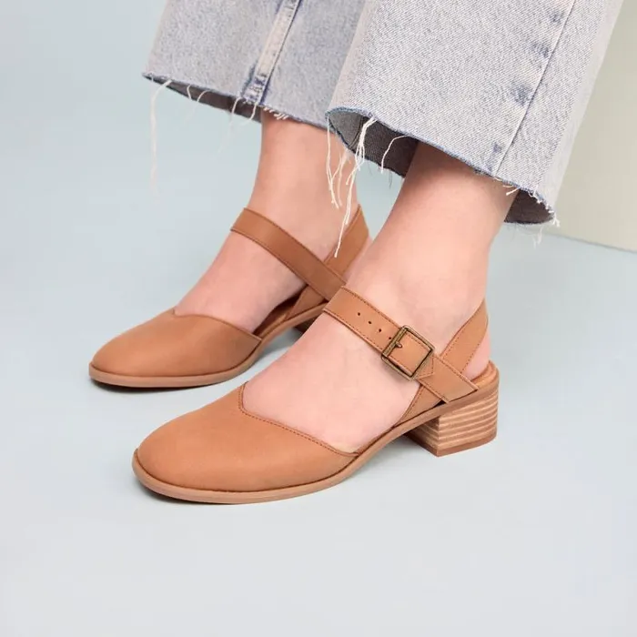 Toms Heels and Wedges Jaclyn Heel Brown Leather 8211 Women