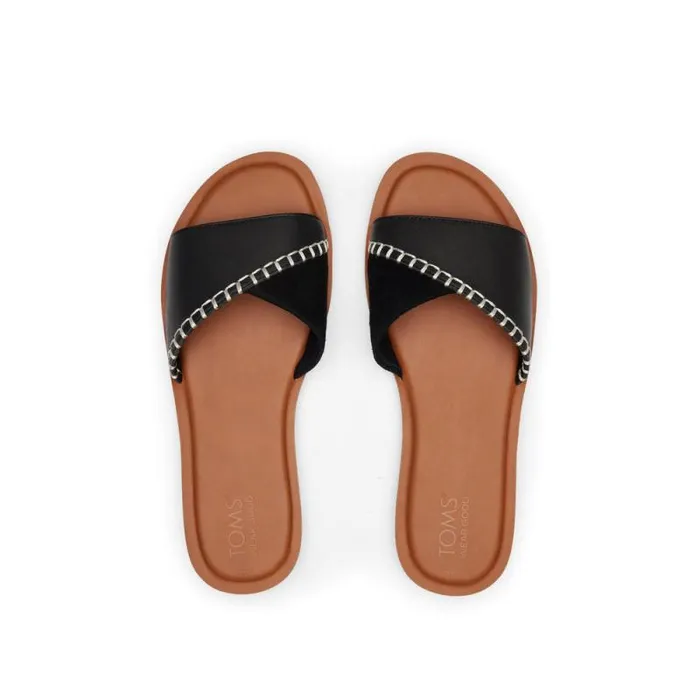 Toms Mules and Slides Shea Slide Sandal Black Leather 8211 Women Toms Mules and Slides Shea Slide Sandal Black Leather 8211 Women