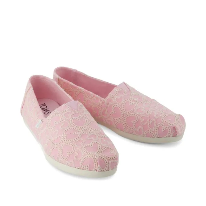 Toms Slip Ons Alpargata Classic Pink Hearts Eyelet 8211 Women Toms Slip Ons Alpargata Classic Pink Hearts Eyelet 8211 Women