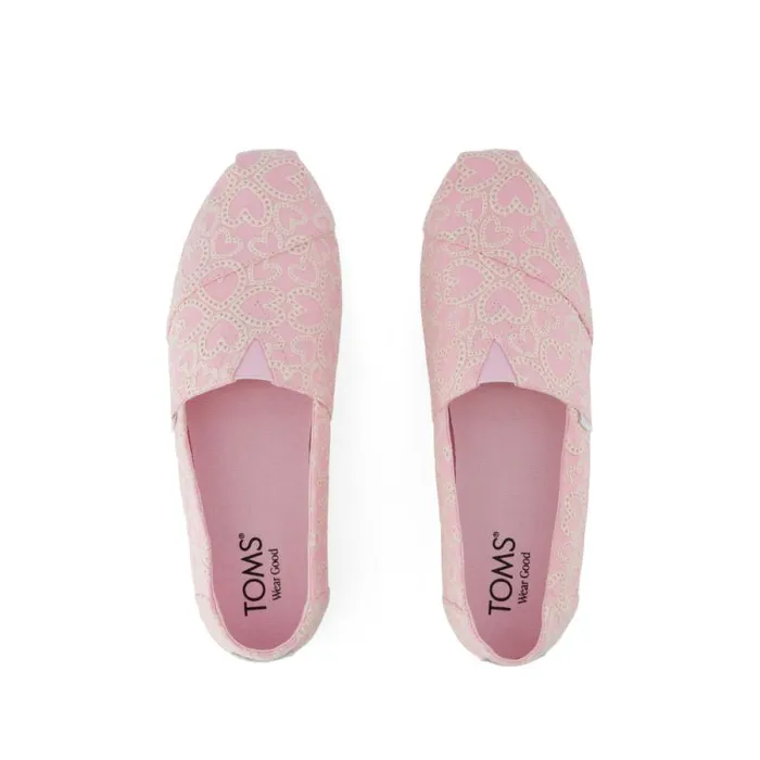 Toms Slip Ons Alpargata Classic Pink Hearts Eyelet 8211 Women Toms Slip Ons Alpargata Classic Pink Hearts Eyelet 8211 Women