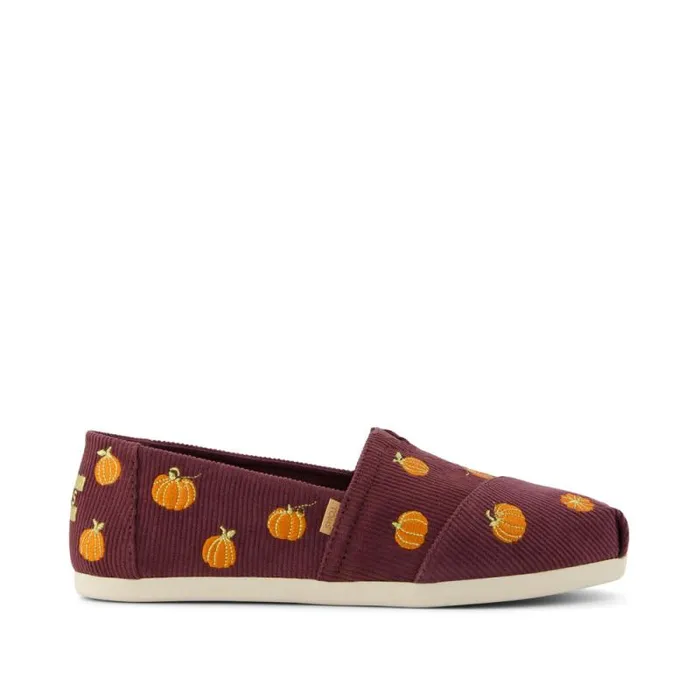 Toms TOMS Classics Alpargata Cloudbound Burgundy Corduroy Embroidered Pumpkins 8211 Women