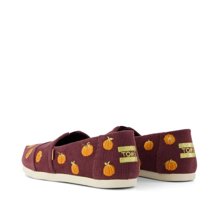 Toms TOMS Classics Alpargata Cloudbound Burgundy Corduroy Embroidered Pumpkins 8211 Women