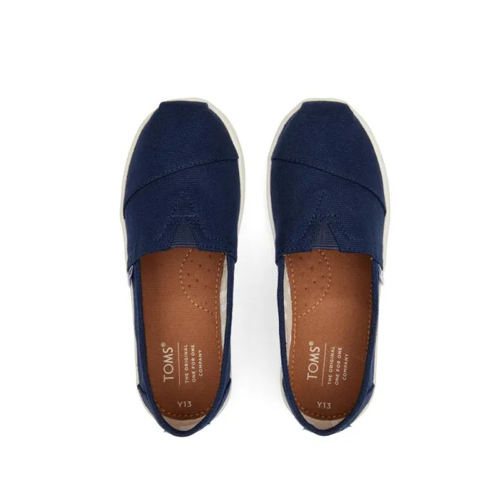 Toms TOMS Classics Alpargata Kids Shoe Navy Canvas 8211 WomenKids Toms TOMS Classics Alpargata Kids Shoe Navy Canvas 8211 WomenKids