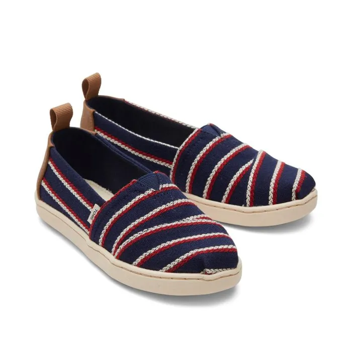Toms TOMS Classics Alpargata Kids Shoe Navy Woven Stripes 8211 KidsWomen