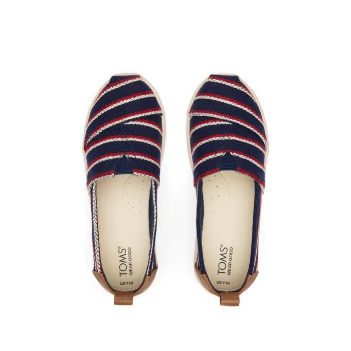 Toms TOMS Classics Alpargata Kids Shoe Navy Woven Stripes 8211 KidsWomen