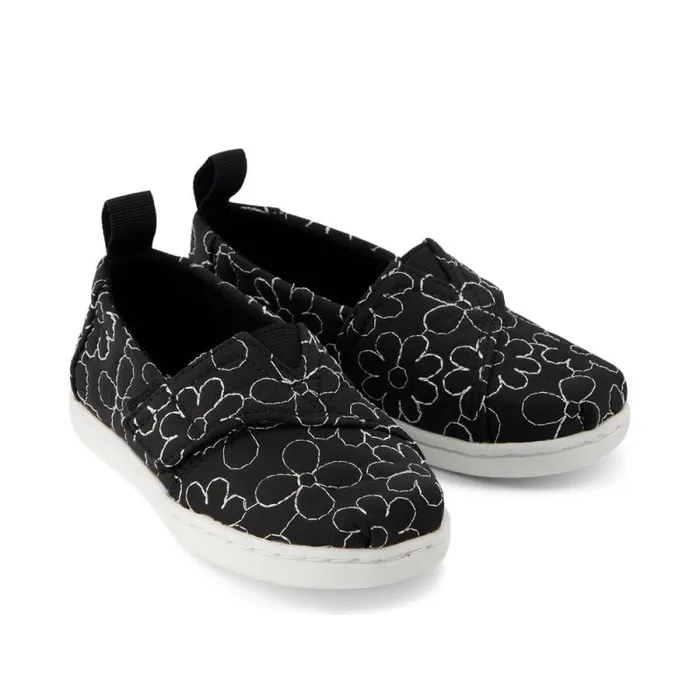 Toms TOMS Classics Alpargata Toddler Shoe Black Quilted Daisy 8211 KidsWomen