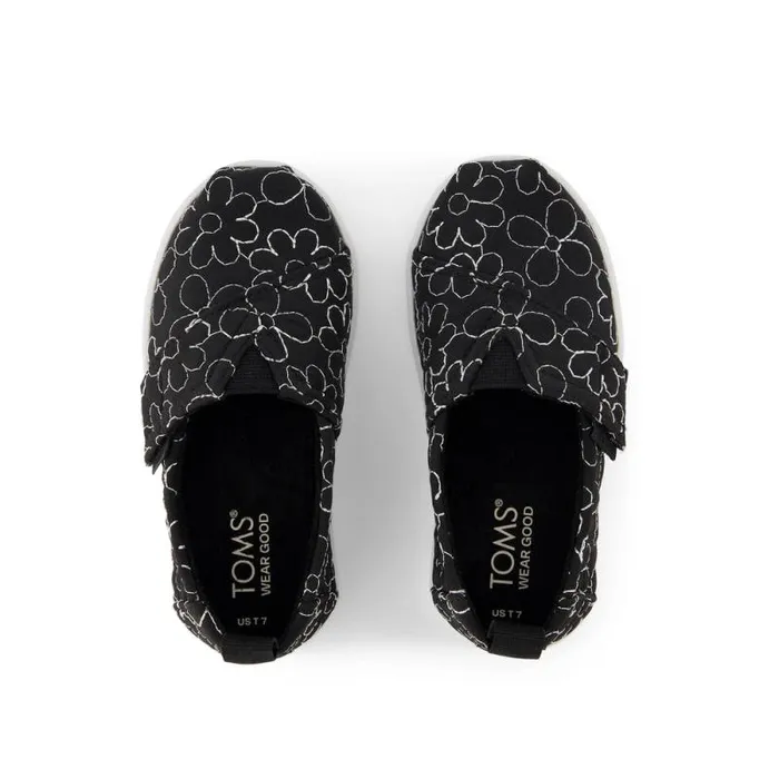 Toms TOMS Classics Alpargata Toddler Shoe Black Quilted Daisy 8211 KidsWomen