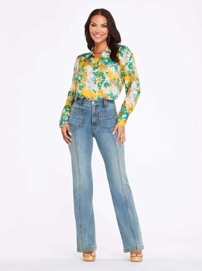 Tops Clothing Jessica Simpson Bodie Blouse In Bloom Field Golden Rod