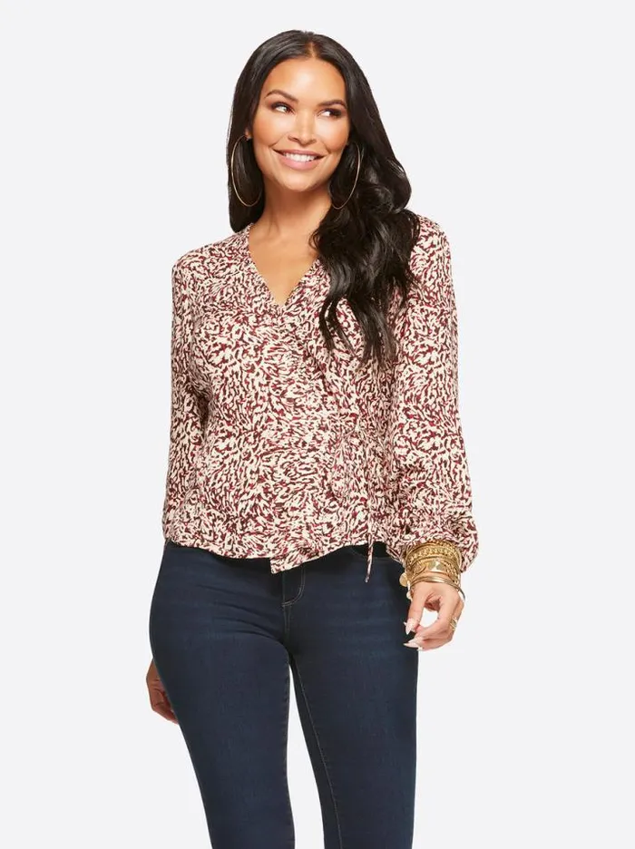 Tops Clothing Jessica Simpson Tanya Top In Camo Leopard