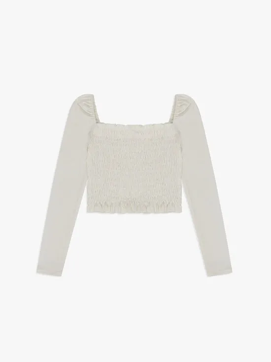 Tops Lisa Says Gah Women Sophie Smocked Longsleeve Ivory