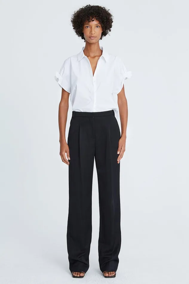 Tops Women Halston Bea Cotton Shirting Ruffle Top Optic White