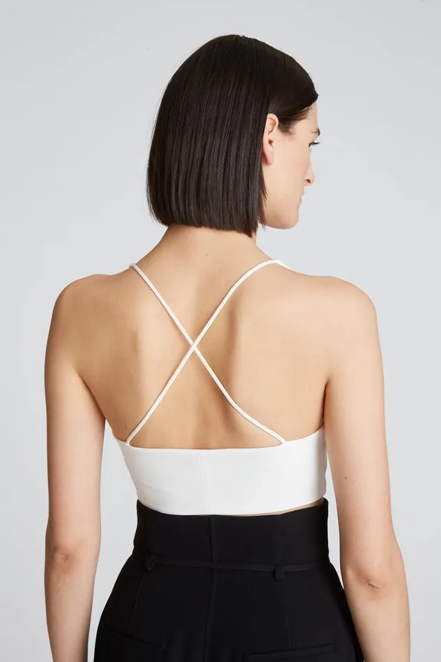 Tops Women Halston Gwen Crepe Scoop Neck Bralette Chalk