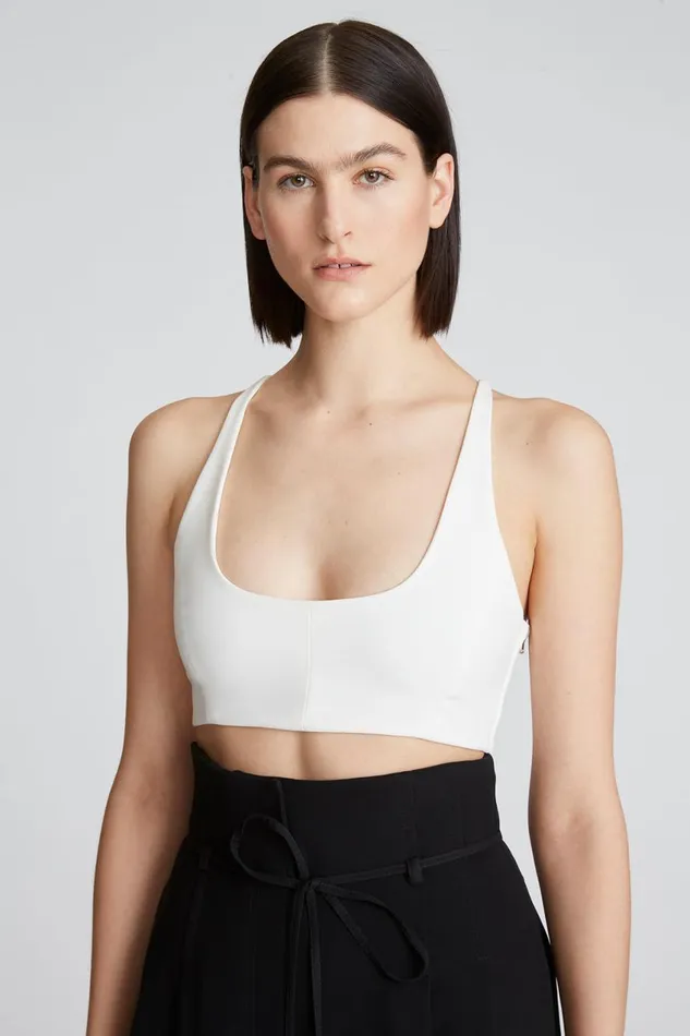 Tops Women Halston Gwen Crepe Scoop Neck Bralette Chalk