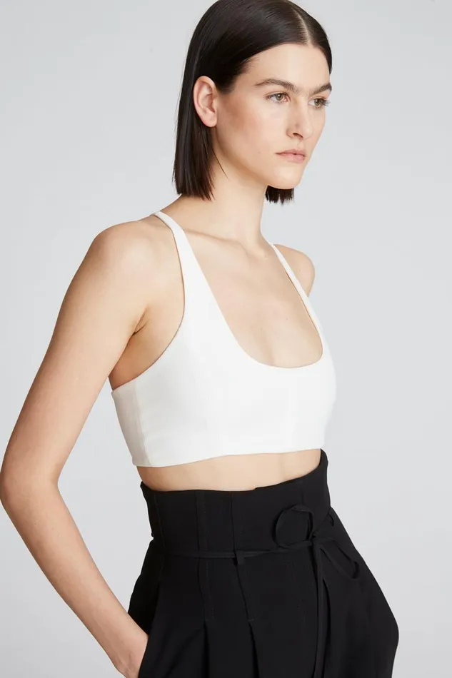 Tops Women Halston Gwen Crepe Scoop Neck Bralette Chalk
