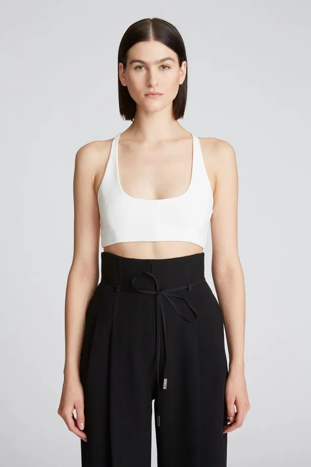 Tops Women Halston Gwen Crepe Scoop Neck Bralette Chalk