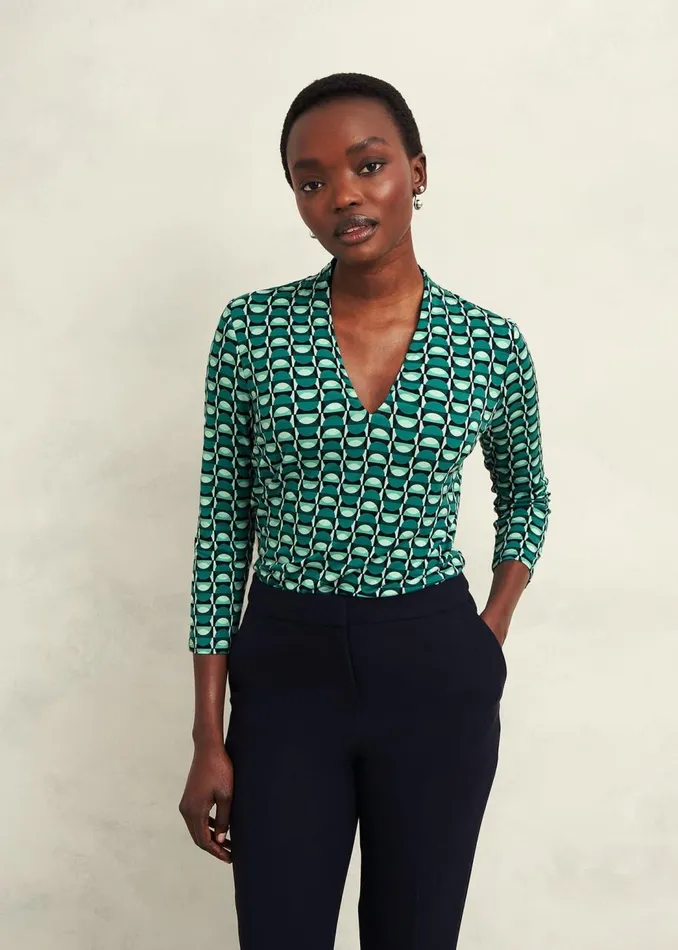 Tops Women HOBBS Aimee Printed Top Agate Green