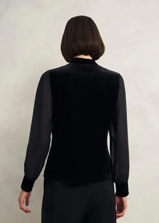 Tops Women HOBBS Aimee Velvet Top Black