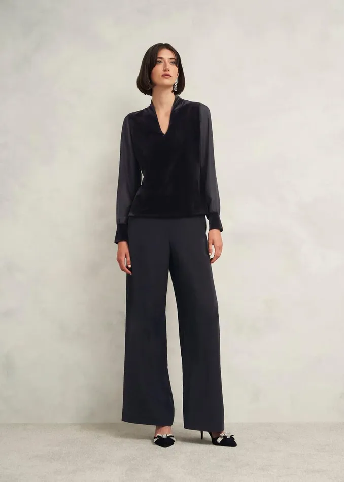Tops Women HOBBS Aimee Velvet Top Black