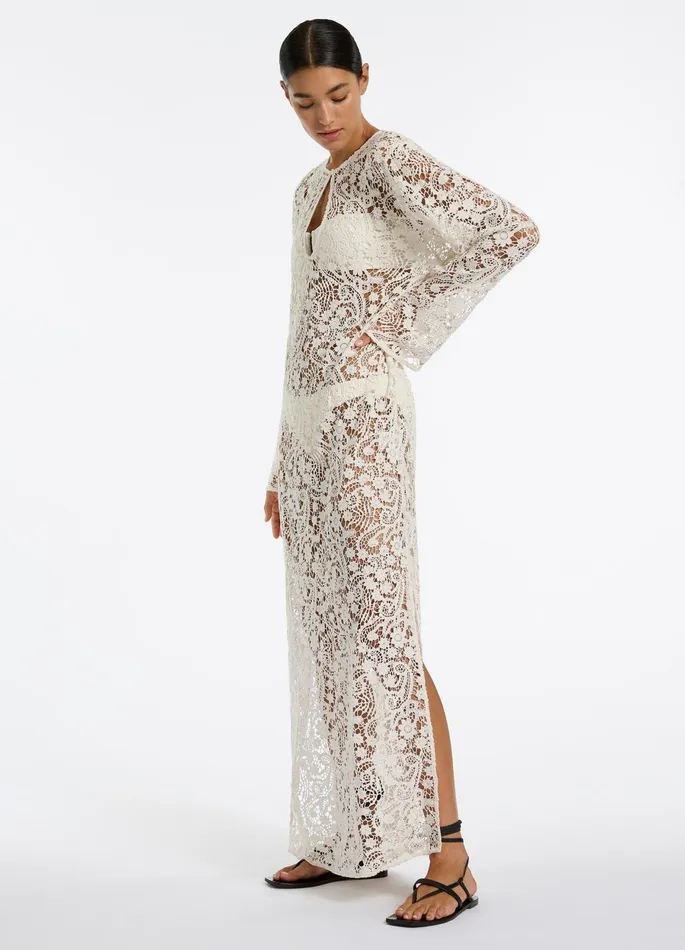 Velana Lace Maxi Kaftan Cream Women JETS Australia Dresses and Kaftans