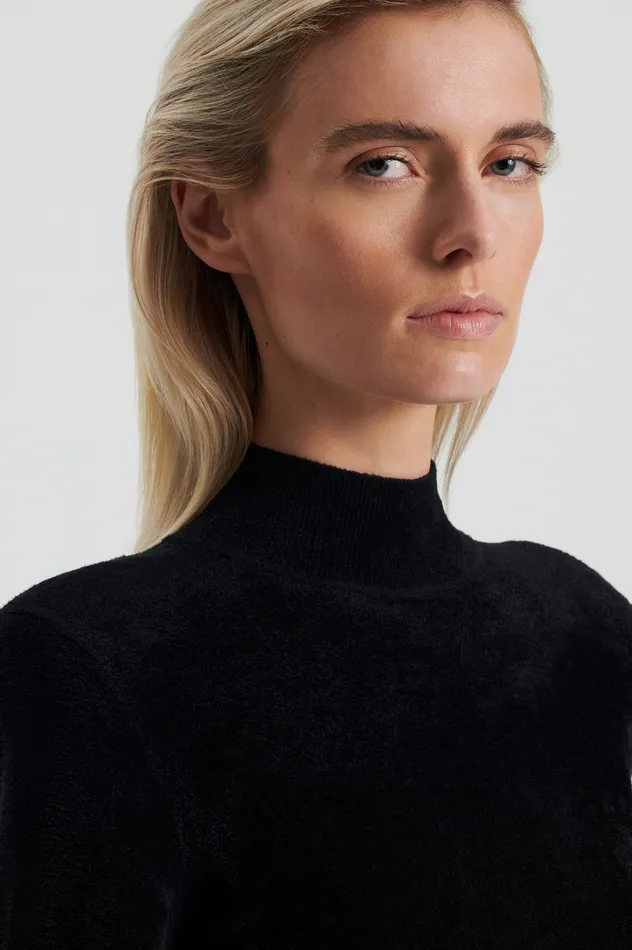 VELVET SHOULDER PAD SWEATER BLACK Tops Scanlan Theodore Women VELVET SHOULDER PAD SWEATER BLACK Tops Scanlan Theodore Women