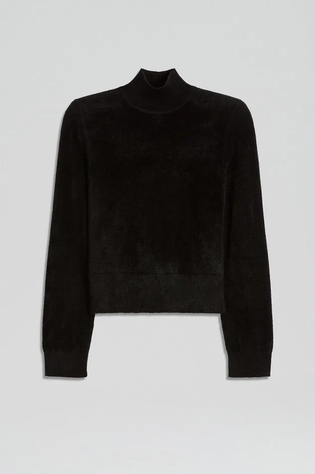 VELVET SHOULDER PAD SWEATER BLACK Tops Scanlan Theodore Women VELVET SHOULDER PAD SWEATER BLACK Tops Scanlan Theodore Women