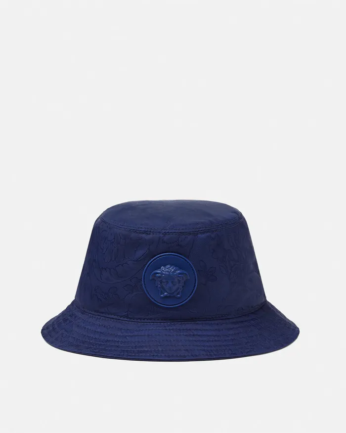 Versace Bags and Accessories Kids Barocco Jacquard Bucket Hat Blue
