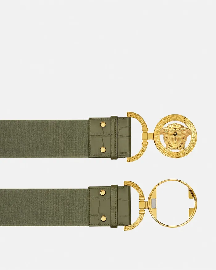 Versace Belts Women Medusa 03995 CrocEffect Belt 24034 Green