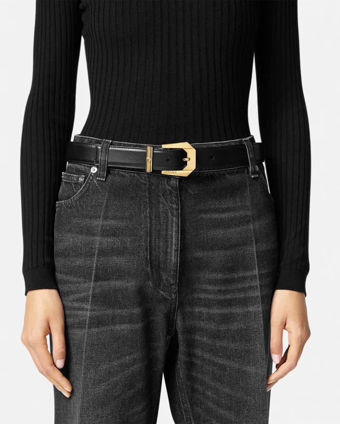 Versace Belts Women Medusa Heritage Leather Belt 3 Cm Blackgold