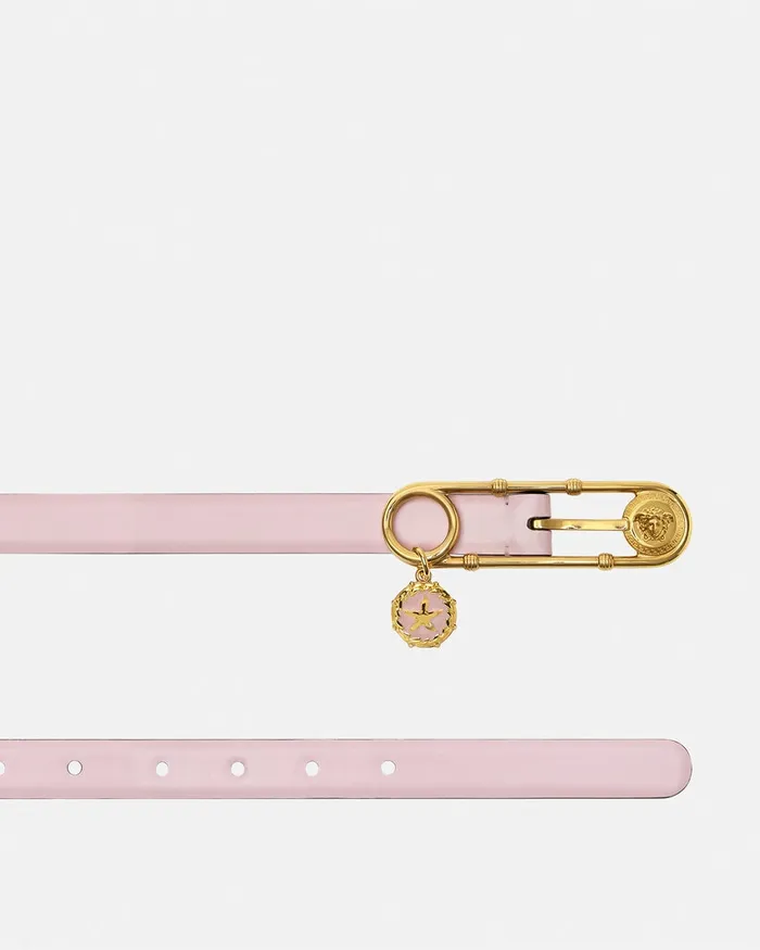 Versace Belts Women Safety Pin Leather Belt 2 Cm Light Pink