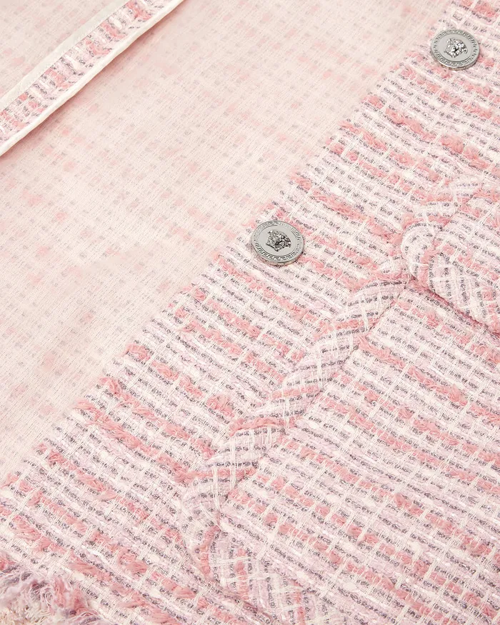 Versace Blazer and Jackets Women Tweed Oversized Vest Light Pink