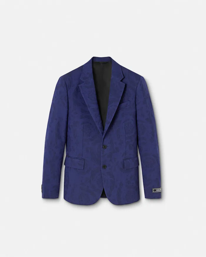 Versace Blazers and Suits Men Barocco Jacquard SingleBreasted Blazer Blue