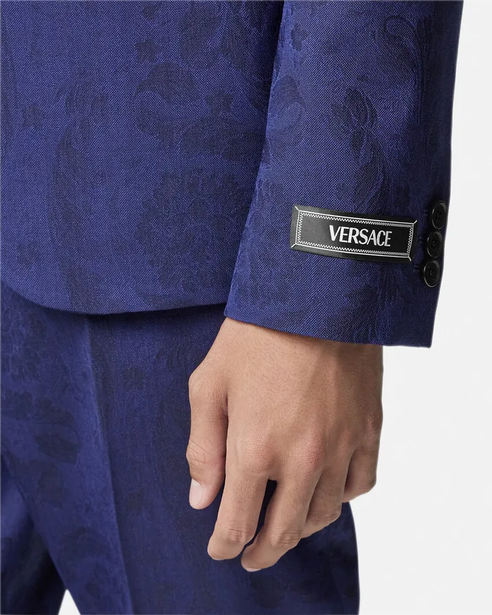 Versace Blazers and Suits Men Barocco Jacquard SingleBreasted Blazer Blue