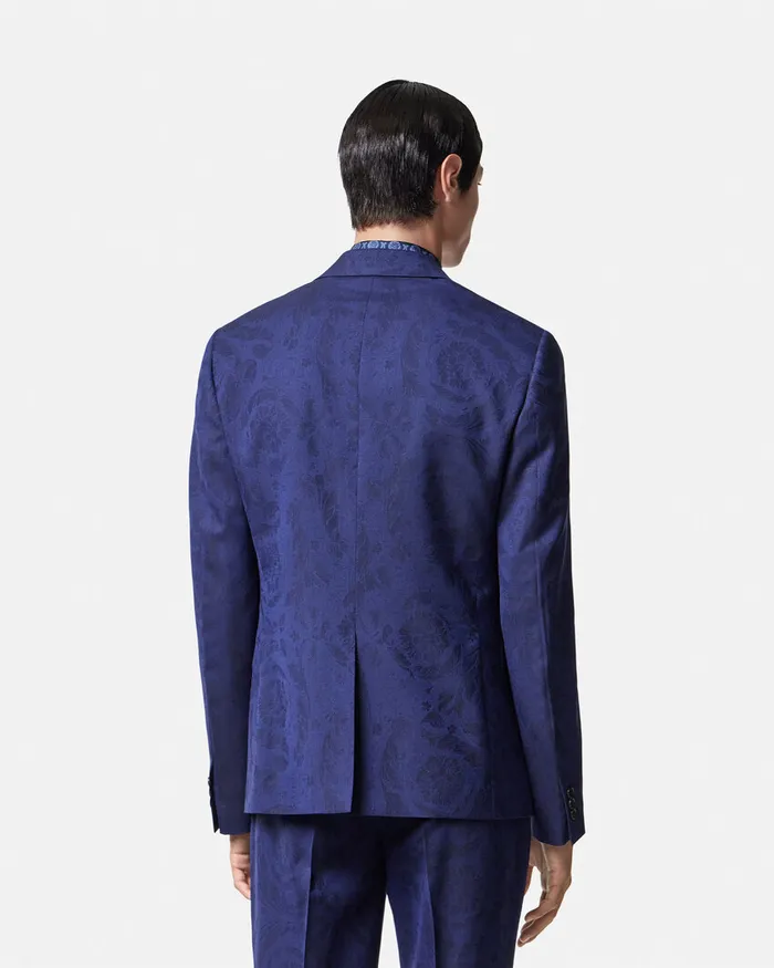 Versace Blazers and Suits Men Barocco Jacquard SingleBreasted Blazer Blue