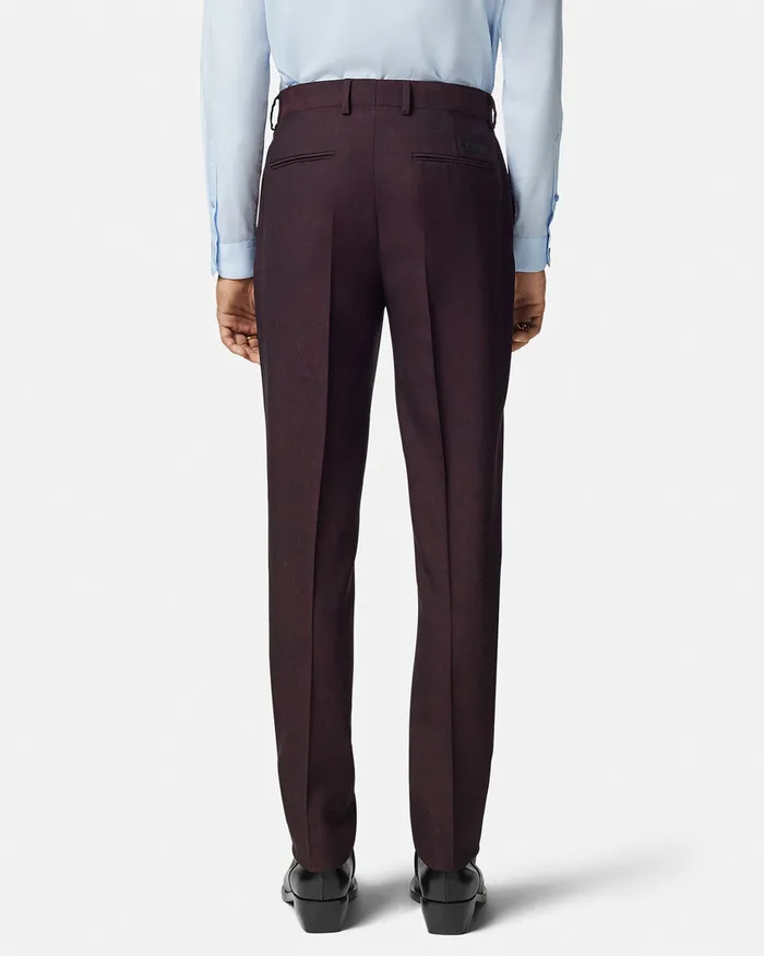 Versace Blazers and Suits Men Barocco Jacquard Wool Formal Pants Brown