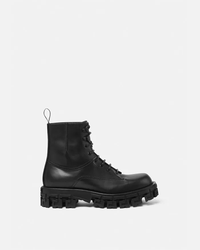 Versace Boots Men Greca Portico Boots Black