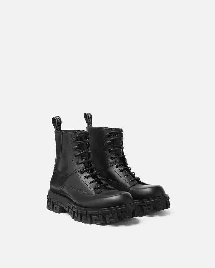 Versace Boots Men Greca Portico Boots Black