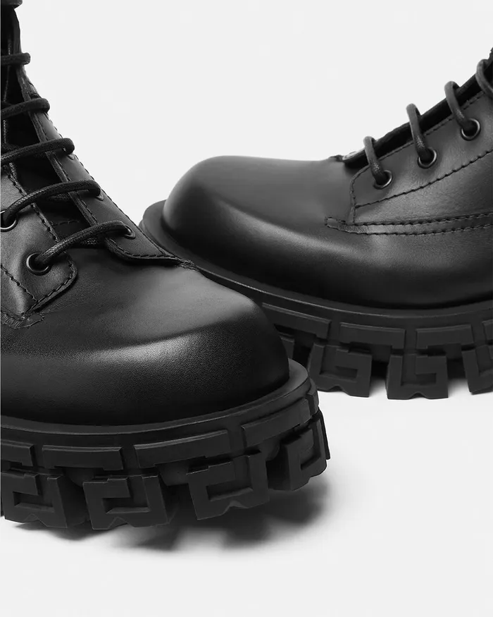 Versace Boots Men Greca Portico Boots Black