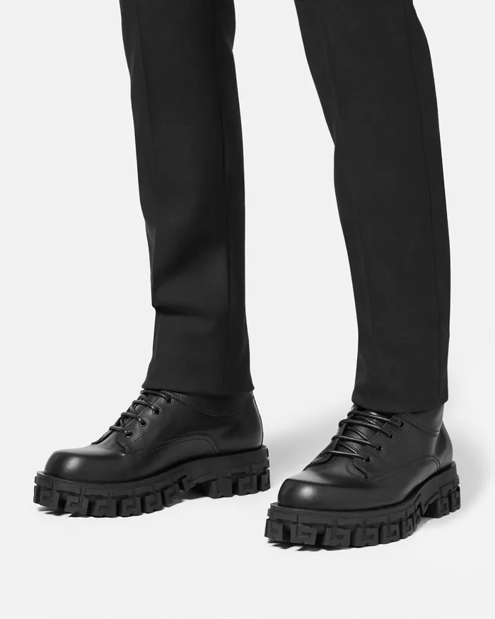 Versace Boots Men Greca Portico Boots Black
