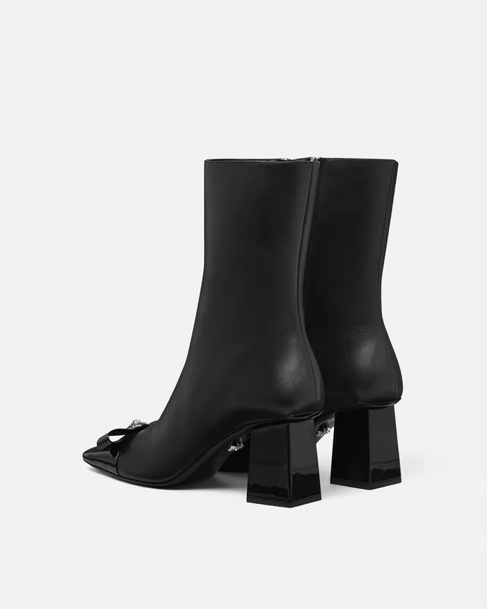Versace Boots Women Gianni Ribbon Ankle Boots 70 Mm Blacksilver