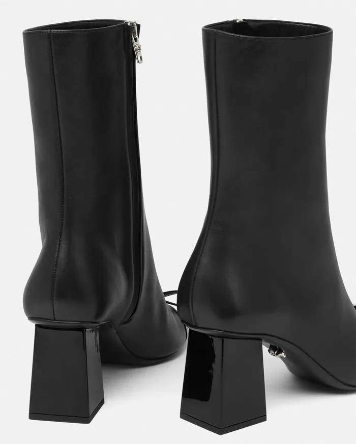 Versace Boots Women Gianni Ribbon Ankle Boots 70 Mm Blacksilver