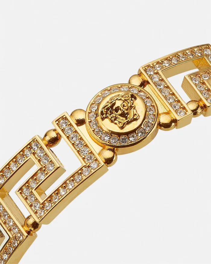 Versace Bracelets WomenMen Crystal Medusa Greca Cuff Bracelet Gold