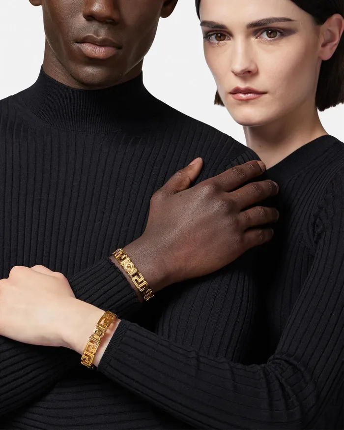 Versace Bracelets WomenMen Crystal Medusa Greca Cuff Bracelet Gold