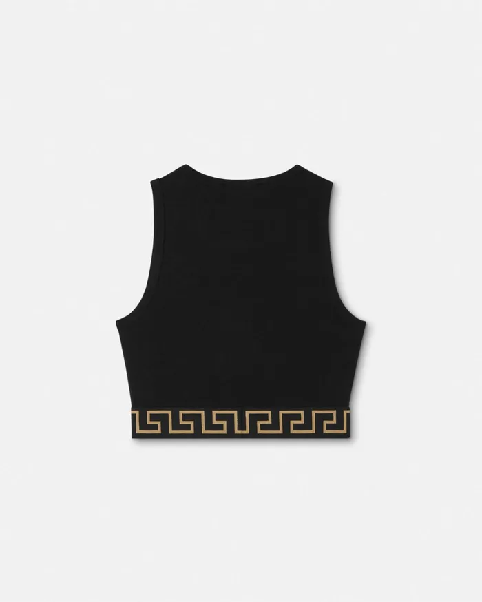 Versace Bras and Briefs Women Greca Border Crop Top Black
