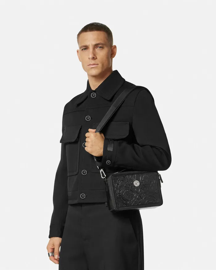Versace Crossbody and Messengers Men Medusa Biggie Barocco Messenger Bag Black